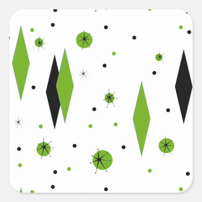Stickers Retro Green Diamonds & Starburst (Devant)