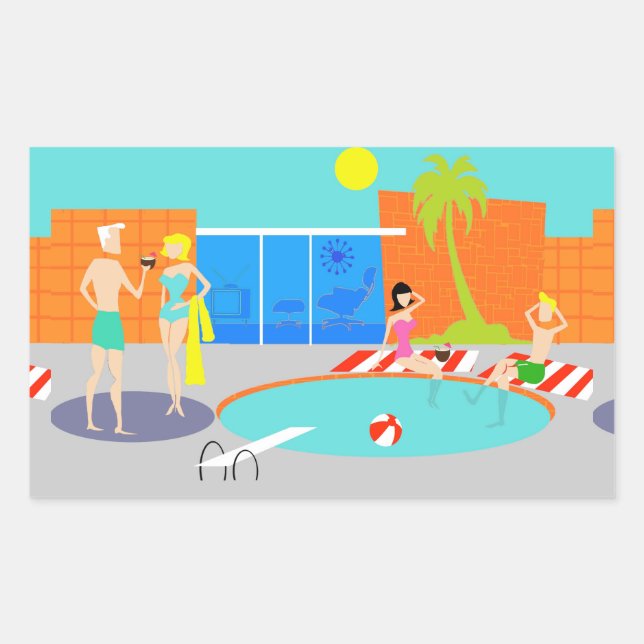 Stickers Retro Pool Party (Devant)