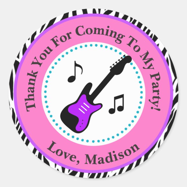 Stickers Rock Star Anniversaire Fête Favoriser (Devant)