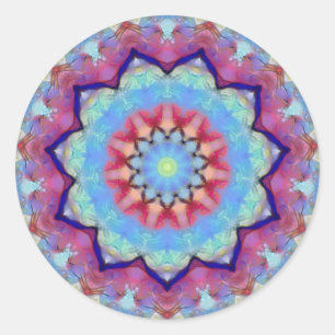 Stickers Rond Mandala Flower Rainbow