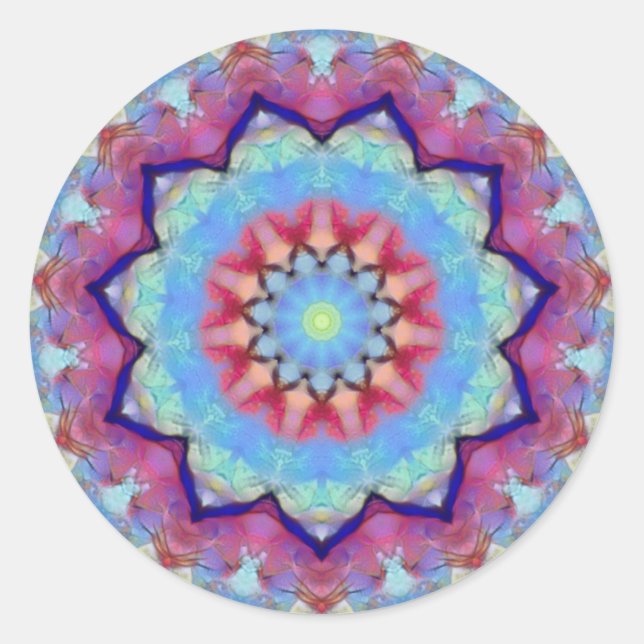 Stickers Rond Mandala Flower Rainbow (Devant)
