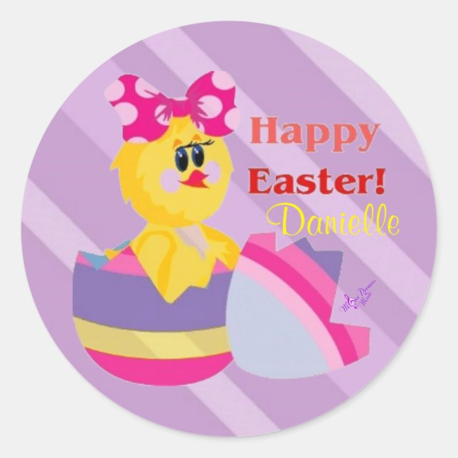 Stickers Rond Personnalisés De Poussette À Pâques (Devant)