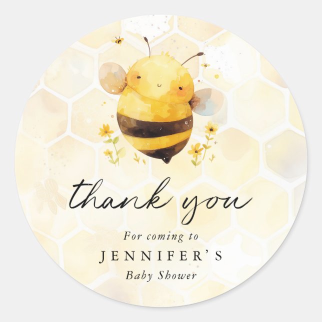 Stickers ronde en Merci d'abeille personnalisés (Devant)