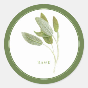 Stickers ronds à la SAGE FRAÎCHE (+texte) Vert