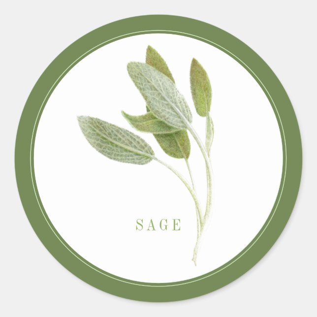 Stickers ronds à la SAGE FRAÎCHE (+texte) Vert (Devant)