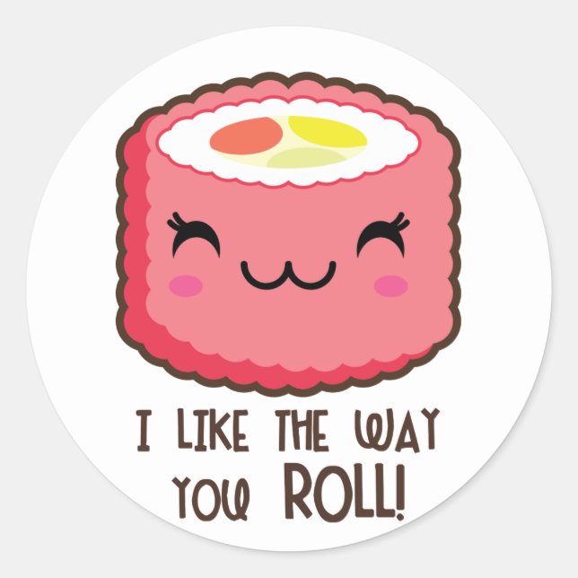 Stickers ronds à rouleaux de Sushi Emoji (Devant)