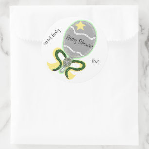Stickers ronds Baby showers de bétail étoilé jaune