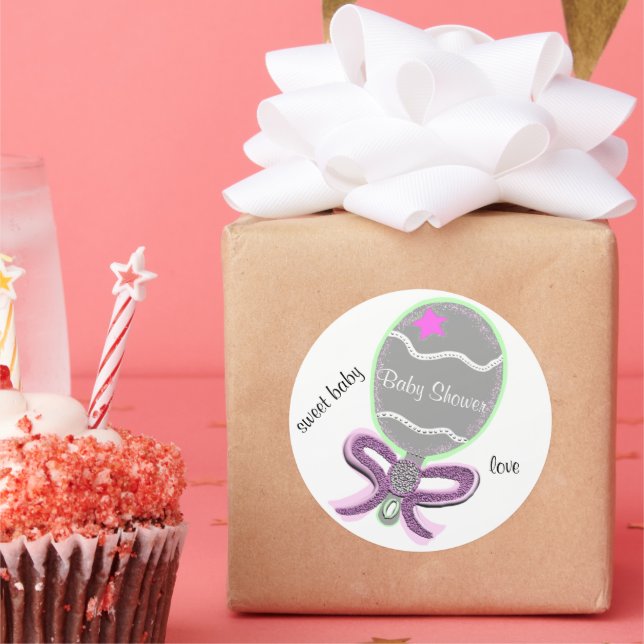 Stickers ronds Baby showers roses (Fête)