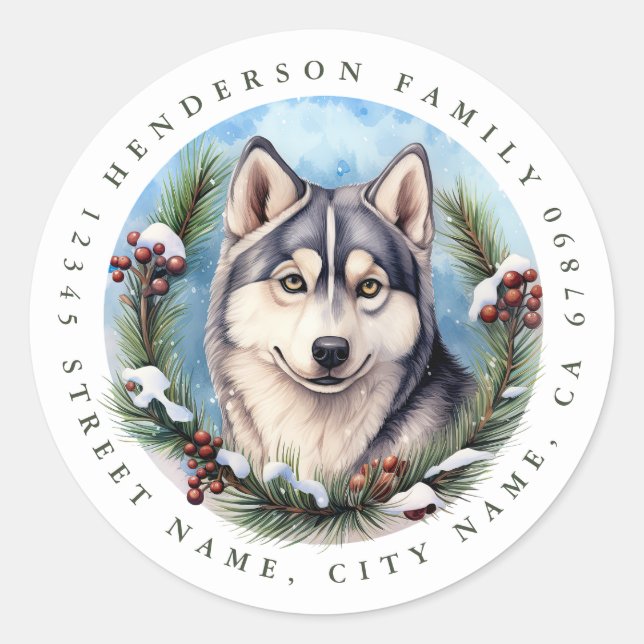 Stickers ronds Chien Sibérie Husky (Devant)