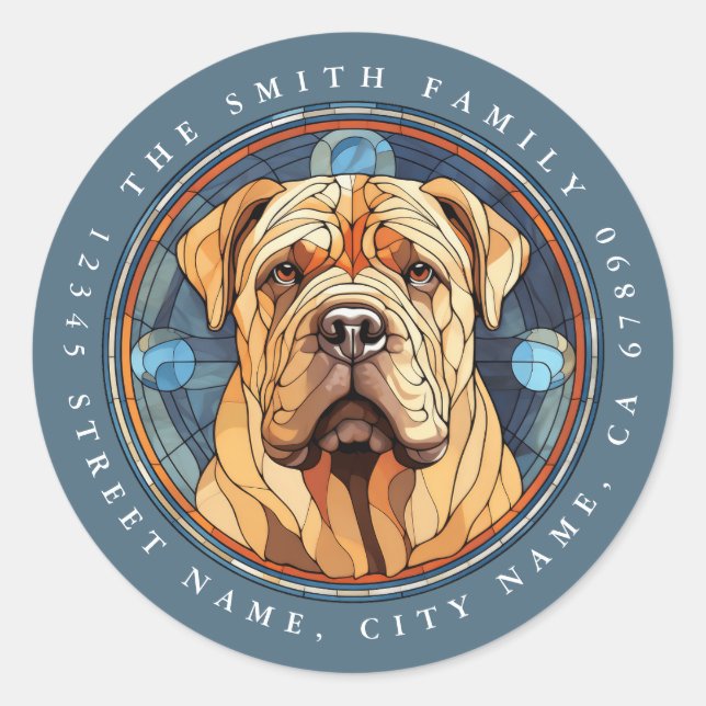 Stickers ronds chinois Shar Pei (Devant)