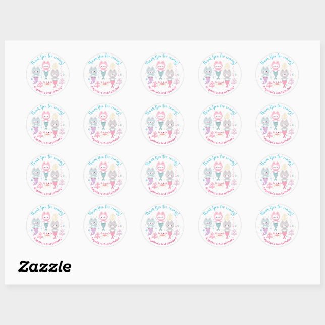 Stickers ronds classiques fête d'anniversaire. (Feuille)