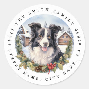 Stickers ronds Collie Bordure