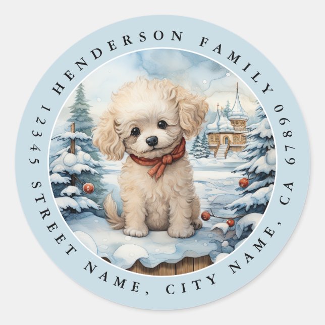 Stickers ronds de caniche (Devant)