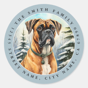 Stickers ronds de chien de boxe