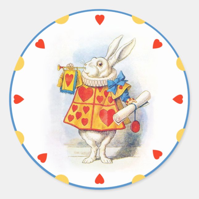 Stickers ronds de lapin blanc Alice au pays des me (Devant)
