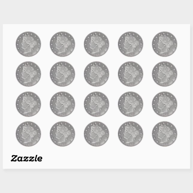 Stickers ronds de nickel à tête blanche 1913 (Feuille)