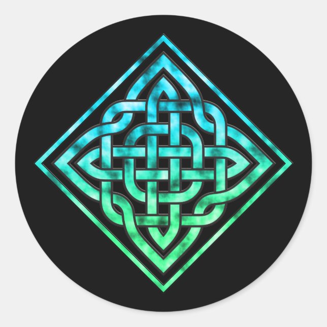 Stickers ronds de noeud celtique - Diamant bleu ve (Devant)