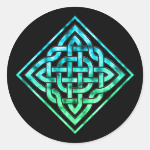 Stickers ronds de noeud celtique - Diamant bleu ve