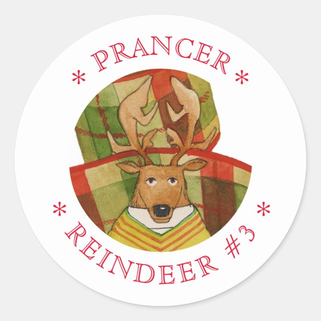Stickers ronds de PETIT RÉINDEUR PRANCER (Devant)