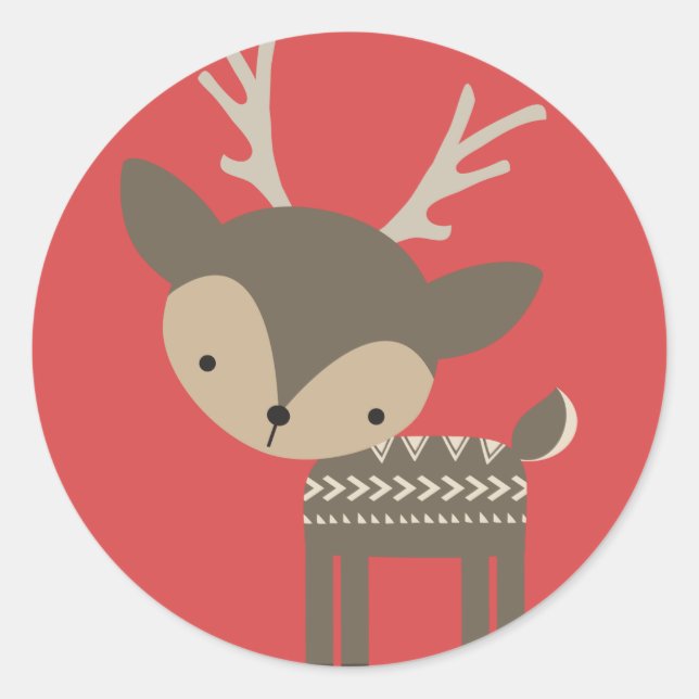 Stickers ronds de rennes de Noël (Devant)