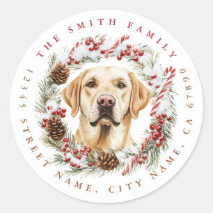 Stickers ronds de rétrificateur de Noël Labrador