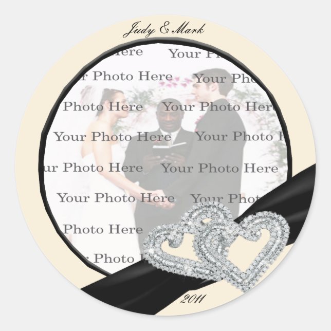 Stickers ronds Diamond Black Ribbon élégant (Devant)