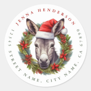 Stickers ronds Donkey de Noël