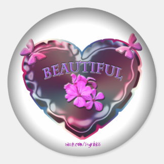 Stickers ronds du coeur à flamants