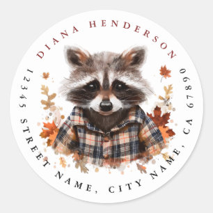 Stickers ronds du Racoon de la belle Automne