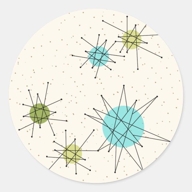 Stickers ronds étoilés atomiques Iconiques (Devant)
