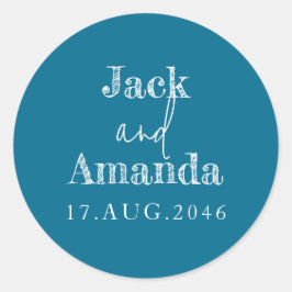 Stickers ronds Faire-part de mariage bleu marine s
