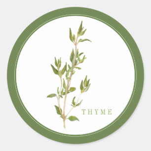 Stickers ronds FRAIS THYME (+texte) Vert
