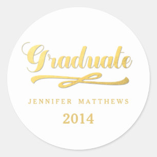 Stickers ronds Gold et White Graduation