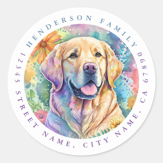Stickers ronds Golden Retriever (Devant)