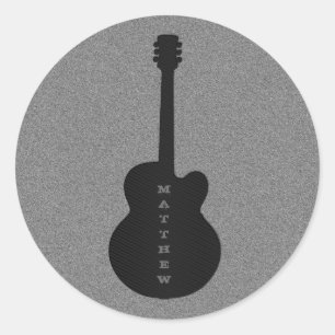Stickers ronds guitare rayés, Noir