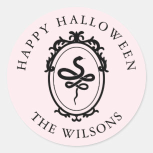 Stickers ronds Halloween serpent à cadre orange