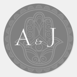 stickers ronds hamsa gris