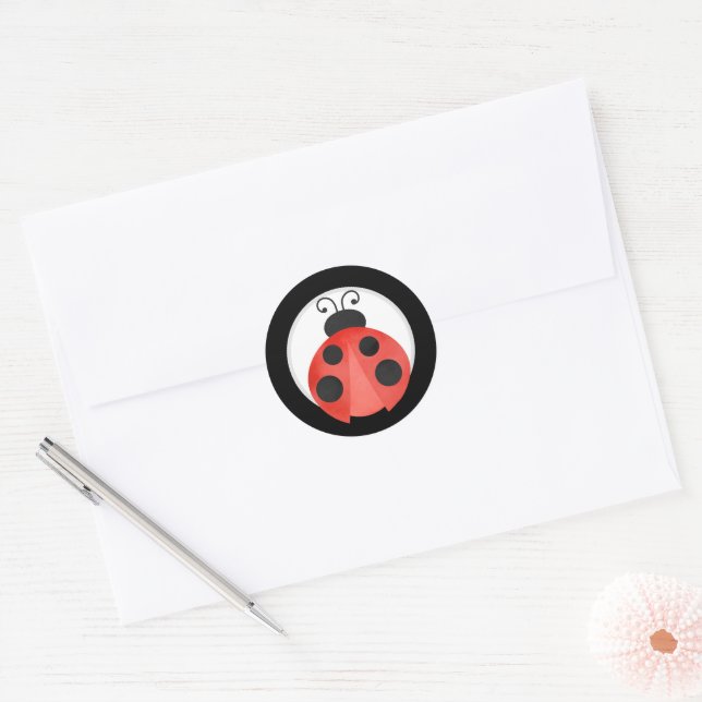 Stickers ronds Ladybug Watercolor (Enveloppe)