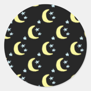 Stickers ronds Lune (Noir & Jaune Doux)
