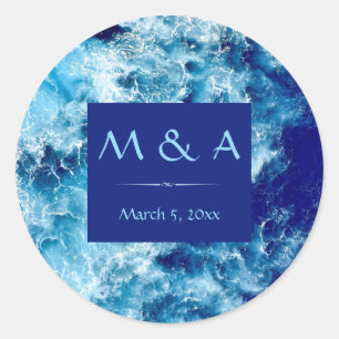 Stickers ronds Mariage Blue Ocean Water