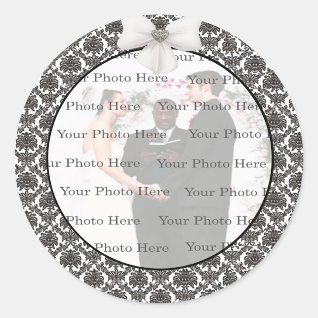 Stickers ronds Mariage Damask Elegance (Devant)