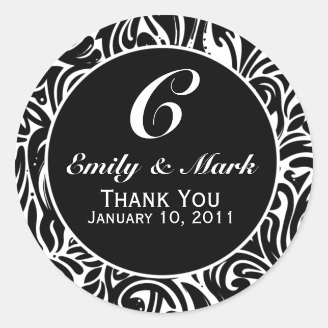 Stickers ronds Mariages monogrammes ornementaux (Devant)