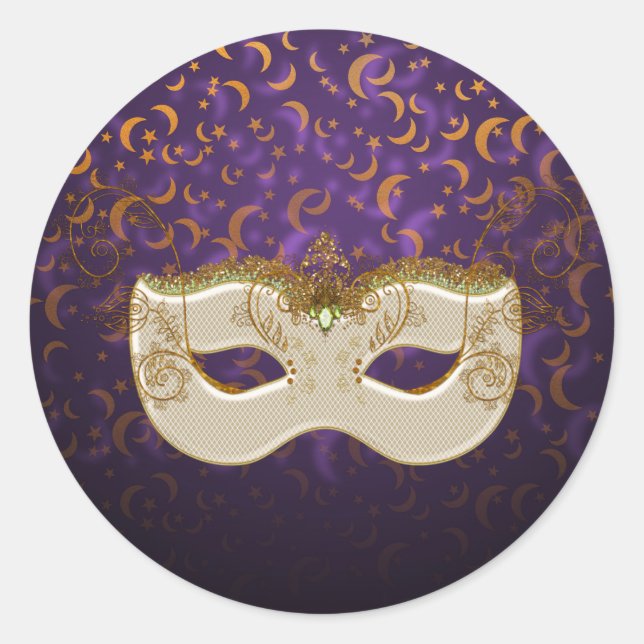 Stickers ronds Masquerade Purple&Orange Moon&Stars (Devant)
