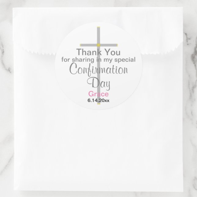 Stickers ronds Merci fille de confirmation (Sac)