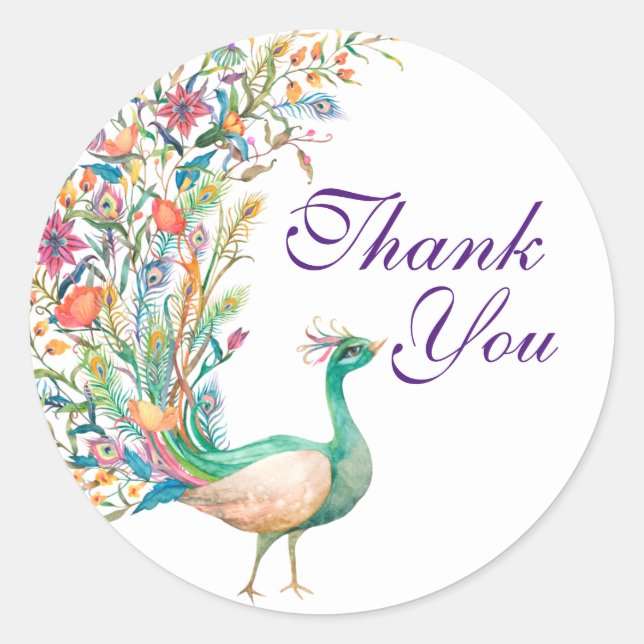 Stickers ronds Merci Peacock (Devant)
