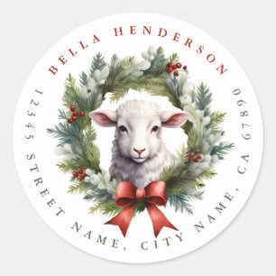 Stickers ronds moutons de Noël