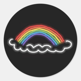 Stickers ronds Neon Rainbows (Noir)