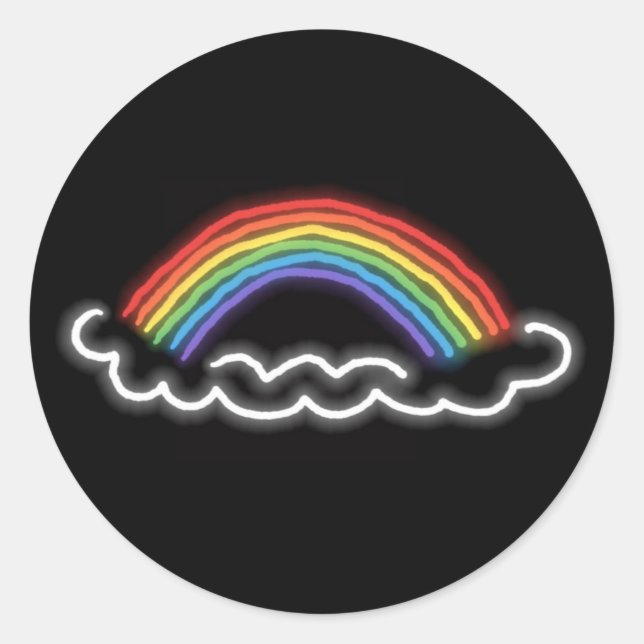 Stickers ronds Neon Rainbows (Noir) (Devant)