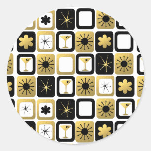 Stickers ronds or rétro