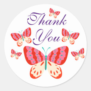 Stickers ronds papillon Merci